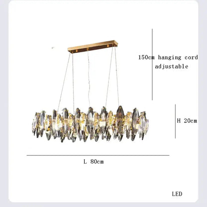 A modern clear and smoky crystal led chandelier with gold-toned metal frame by decorbites crystal led for living room decor