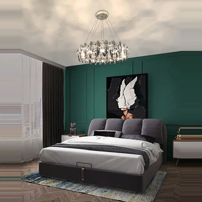 A modern clear and smoky crystal led chandelier with metallic frame decorbites crystal led for living room light decor