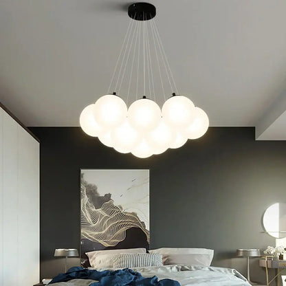 Modern cloud frosted bubble glass ball pendant light with black ceiling mount for living room decorbites bubble glass design