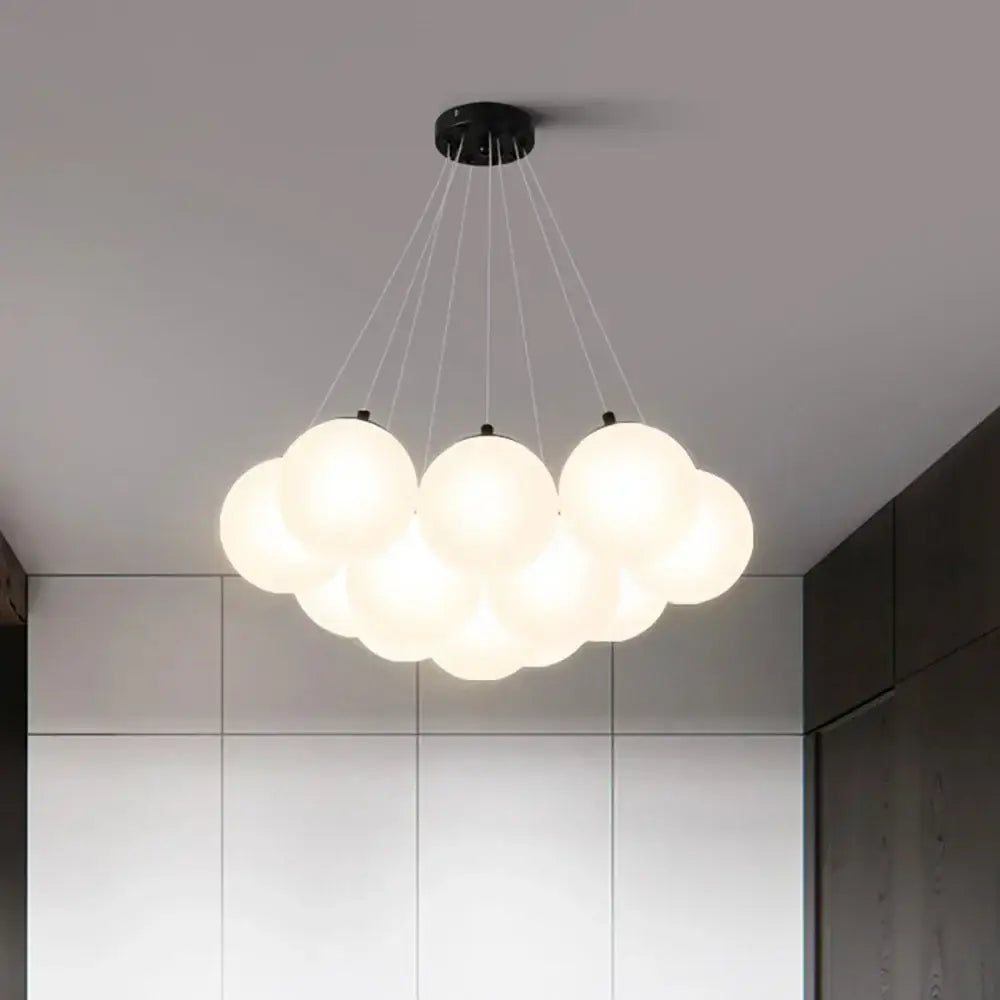Modern cloud frosted bubble glass ball pendant light with black metal ceiling mount for living room decorbites bubble glass