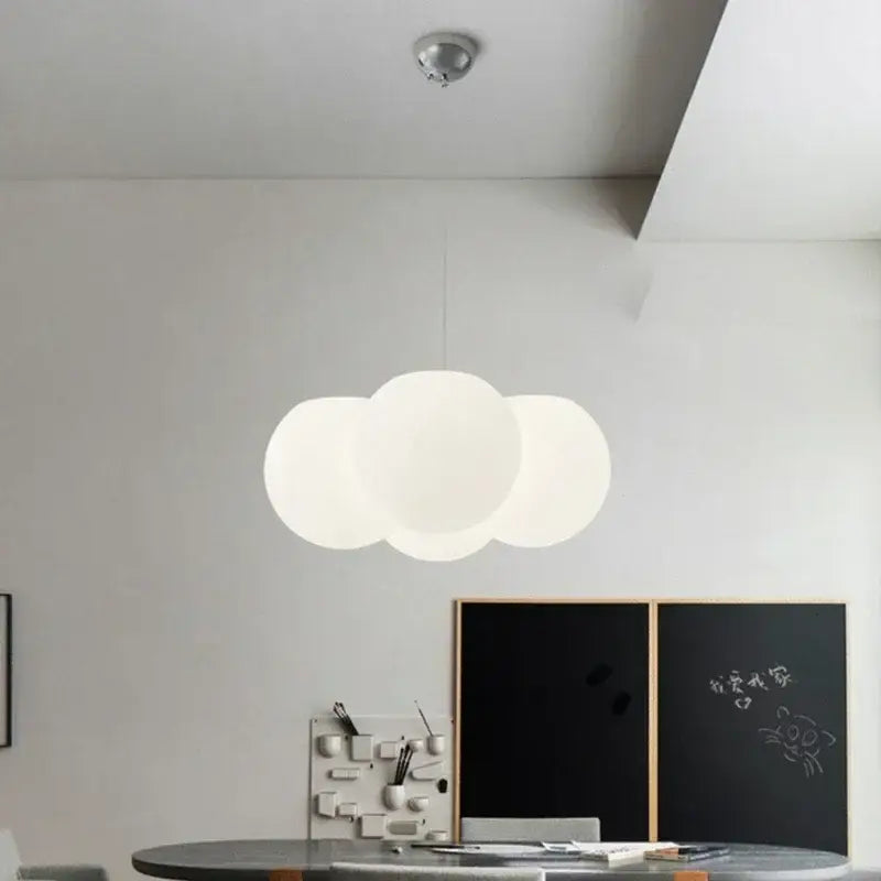 Modern cloud glass ball milky white pendant light with smooth matte finish for living room decorbites glass ball design