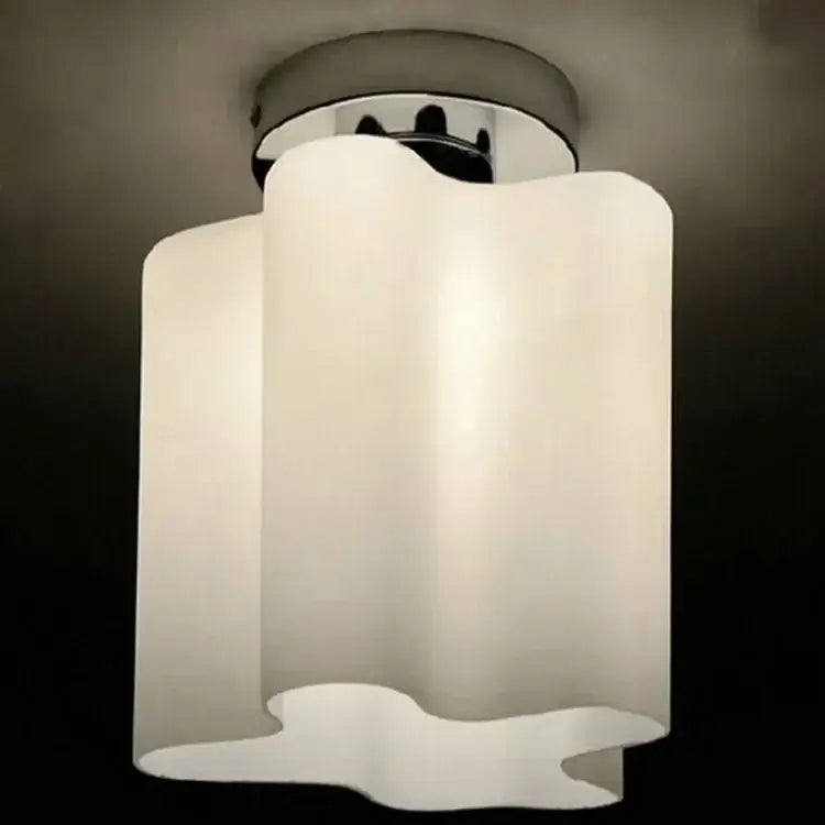 Modern cloud glass led ceiling light with frosted white wavy glass shade and polished chrome base for bedroom decorbites cloud glass