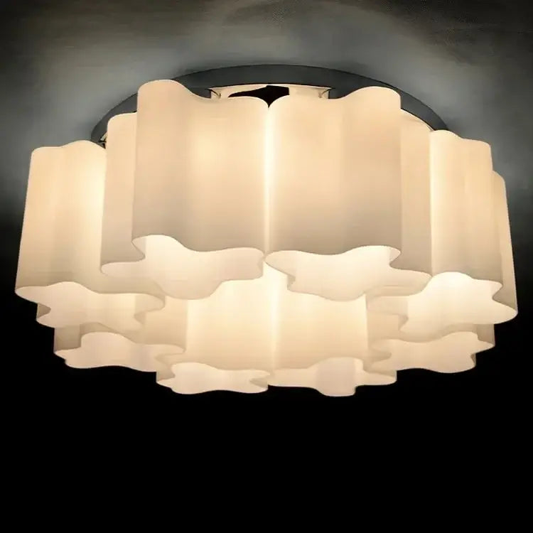 Cream-colored layered glass ceiling light with modern sculptural design decorbites cloud glass led for bedroom decor