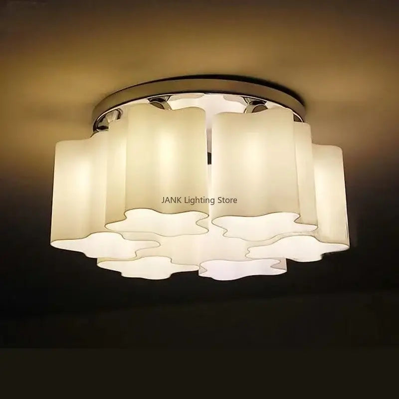 Modern cloud glass led ceiling light with cream-colored cloud-shaped glass shades and chrome finish for bedroom decorbites ceiling light