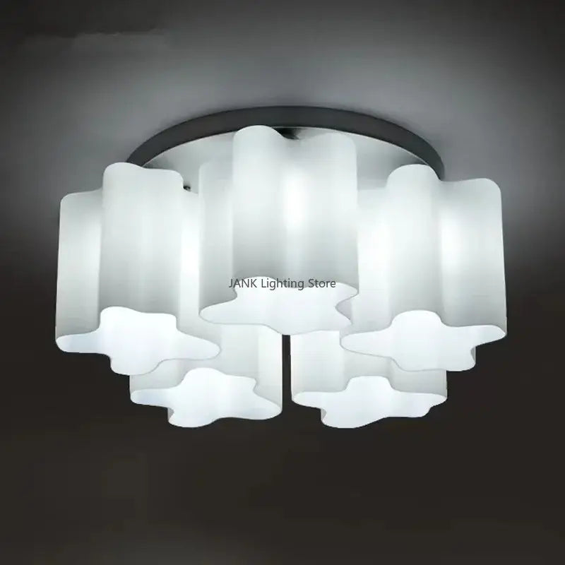 Modern cloud glass led ceiling light with white frosted glass and black metal frame for bedroom decorbites cloud glass