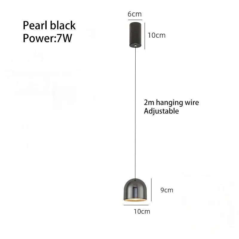 Pearl black decorbites cob pendant light with a sleek dome shade and cylindrical ceiling mount for modern dining room decor