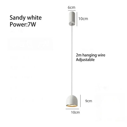 Sandy white decorbites cob pendant light with sleek minimalist design and adjustable 2-meter hanging wire for dining room