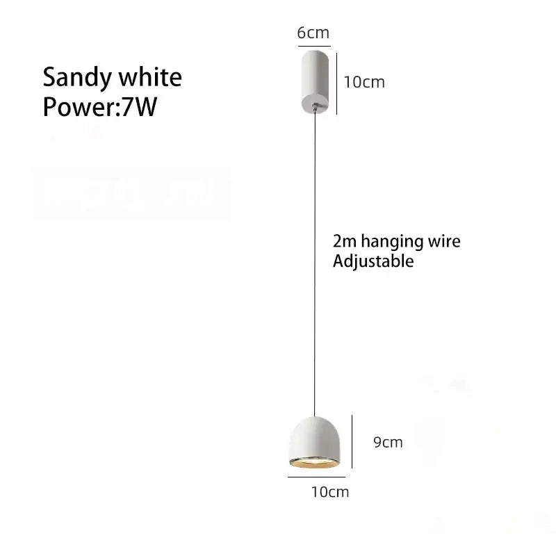 Sandy white decorbites cob pendant light with sleek minimalist design and adjustable 2-meter hanging wire for dining room