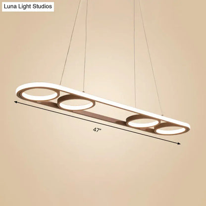Modern coffee led ceiling pendant light with metal island lighting features three white and gold circular led rings