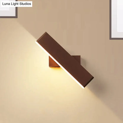 Modern coffee white rectangular sconce with bronze finish and integrated led lighting for bedroom use, maximum bulb wattage 10W
