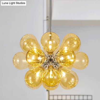 DecorBites™ Modern Cognac Glass Bubble Chandelier - 18-Head Hanging Ceiling Light Fixture