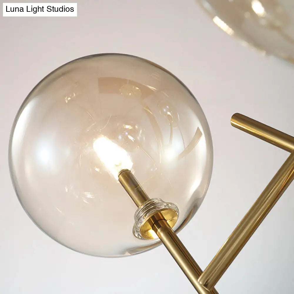 Lámpara de araña moderna con forma de globo de cristal color coñac - 6/8 cabezas, diseño de estrella - Ideal para iluminación de techo en dormitorios