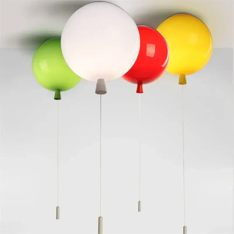 Modern colorful balloon acrylic ceiling light with green white red and yellow glossy shapes for kids bedroom ceiling light