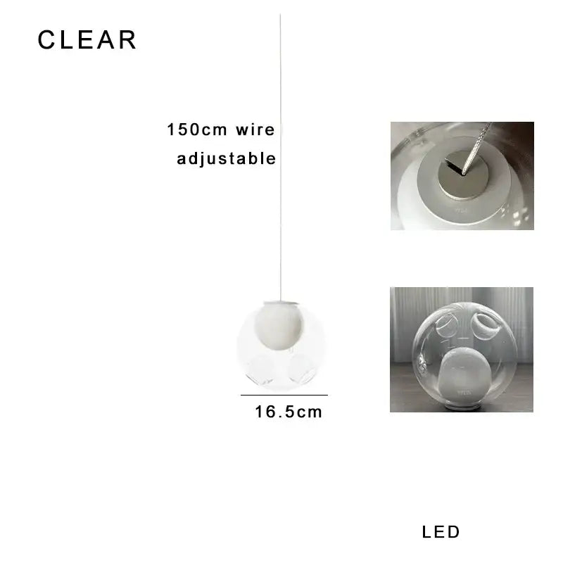 Clear brand led pendant light with transparent glass globe and adjustable wire perfect for decorbites colorful balls chandelier decor