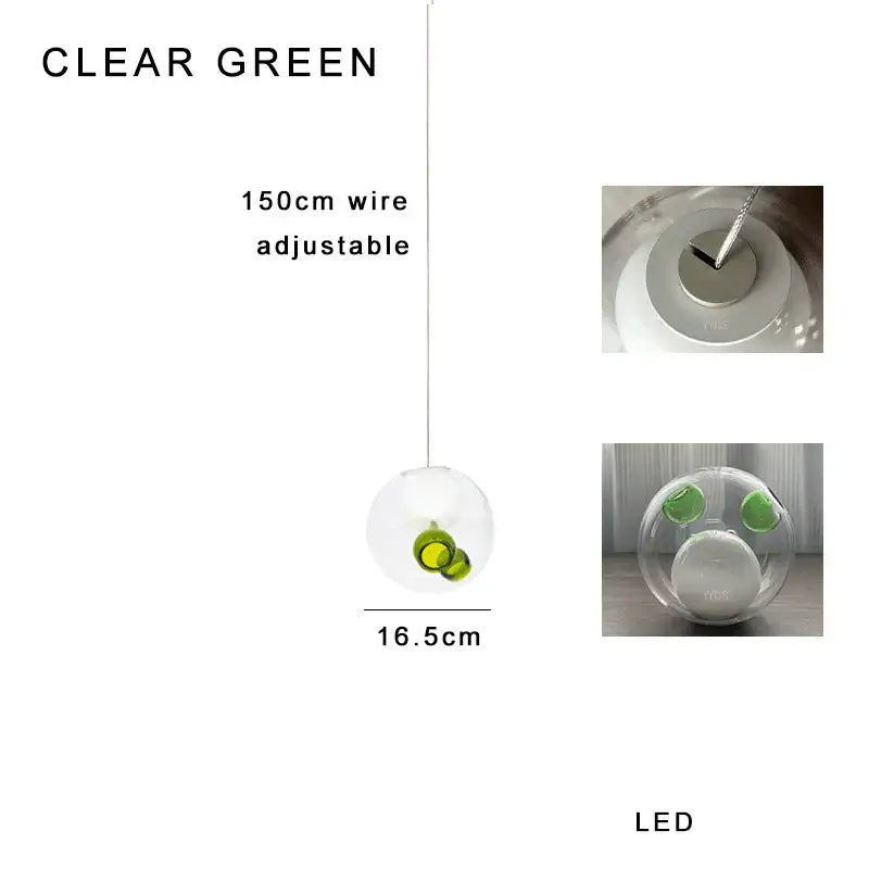 Modern colorful balls chandelier dining room glass pendant light with clear green led and adjustable transparent shade by decorbites colorful balls