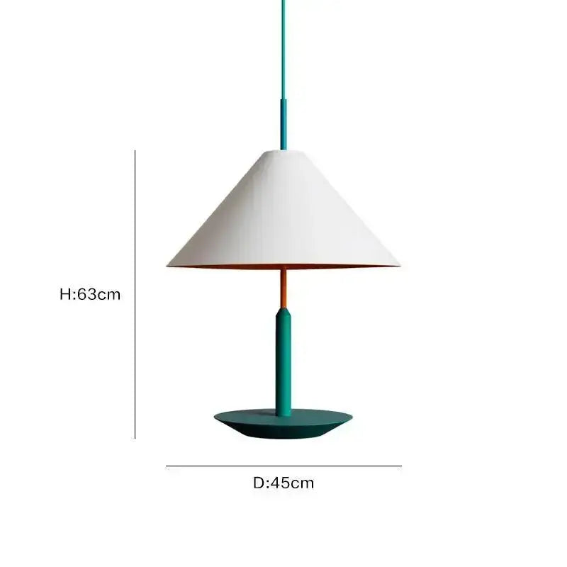 Modern colorful decorbites bucket shape led desk lamp with white conical shade teal stem and orange inner rim for bedroom decor