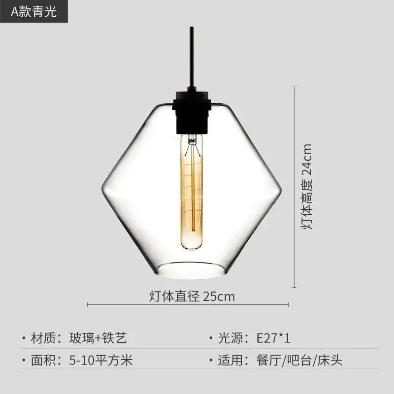 Modern colorful geometric decorbites geometric glass pendant light with clear hexagonal glass and black metal fixture for kitchen lighting