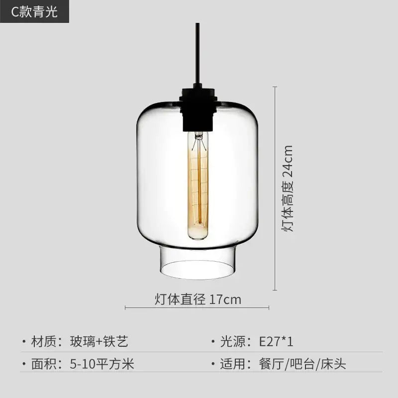 Modern colorful geometric glass pendant light featuring a clear glass pendant light with black iron fixture and edison bulb decorbites geometric glass