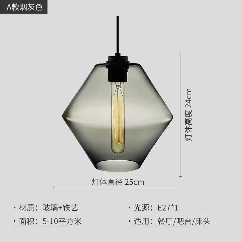 A sleek smoky gray hexagonal pendant light with edison bulb for modern colorful kitchen decorbites geometric glass lighting