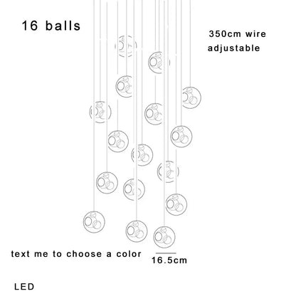 A modern colorful decorbites glass ball pendant light with 16 spherical glass balls for dining room decor