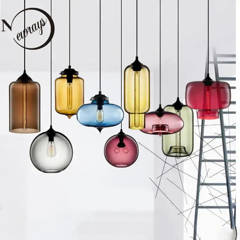Modern colorful glass bowl pendant lights with translucent glass and black metal fixtures for kitchen dining room decorbites glass bowl