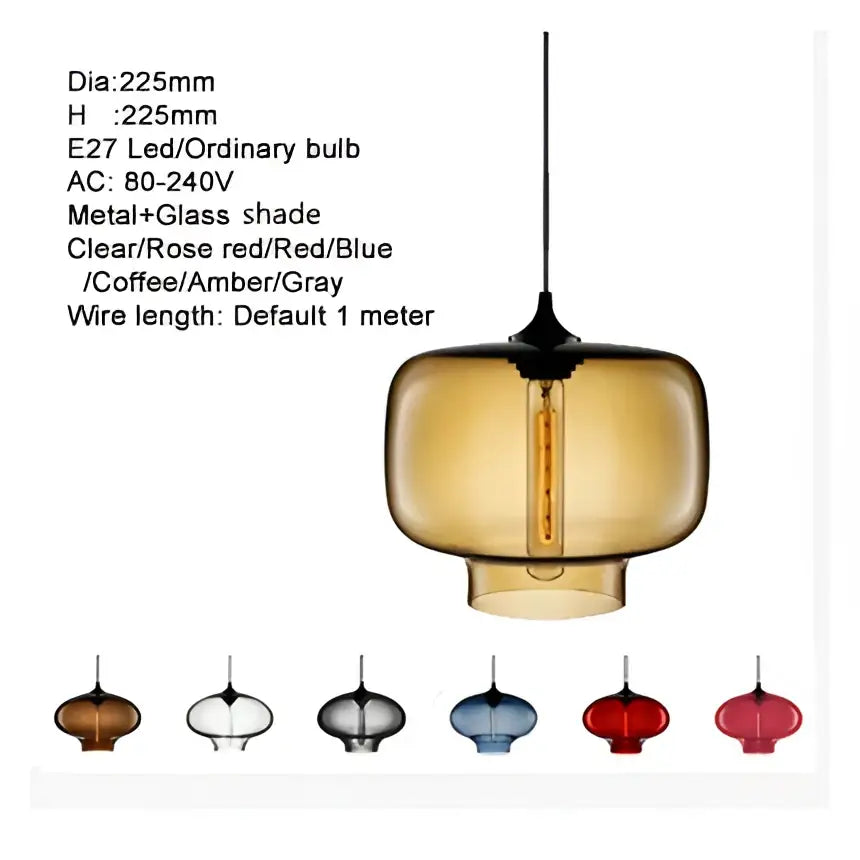 Amber-colored glass bowl pendant light with metal fixture and e27 led bulb for kitchen dining room decorbites pendant lights