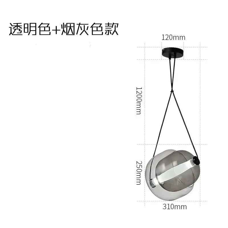 Modern colorful glass capsule led pendant light with transparent and smoky gray glass capsule for kitchen bar lighting