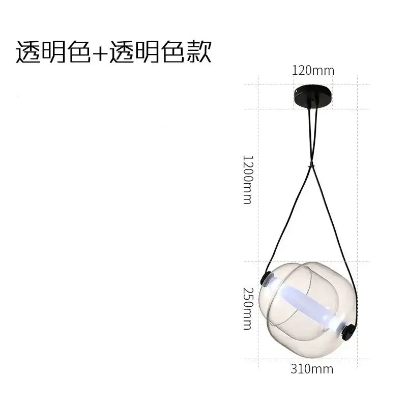 Modern colorful glass capsule led pendant light with transparent glass capsule and black cords for kitchen bar