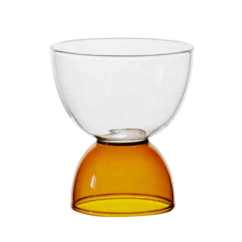 Modern colorful glass dessert ice cream cup with transparent amber gradient base perfect for serving dessert ice cream