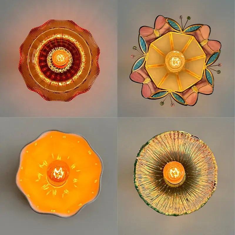 Modern colorful glass led ceiling lamp featuring four unique vibrant glass fixtures for stylish living room decorbites ceiling lamp