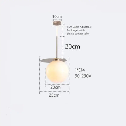 Modern colorful glass metal pendant lamp featuring a frosted glass globe and brushed metal hardware for dining room decorbites colorful glass