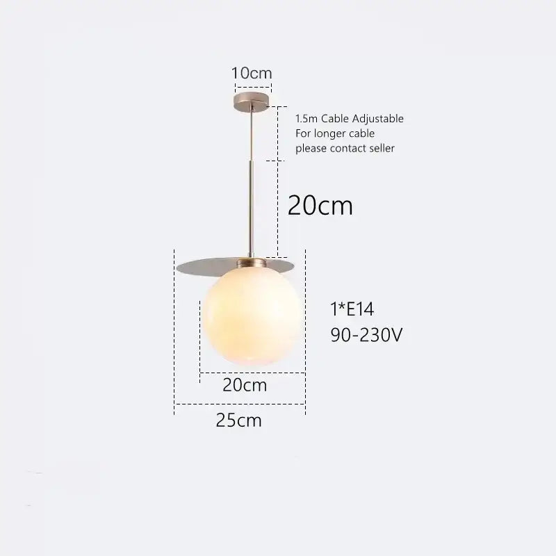 A modern colorful glass metal pendant lamp with frosted glass globe and brushed metal for dining room decorbites colorful glass