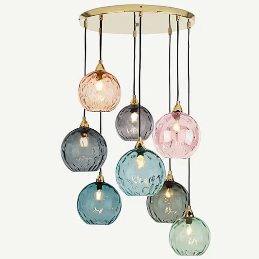 Modern Colorful Glass Pendant Light in Polished Chrome