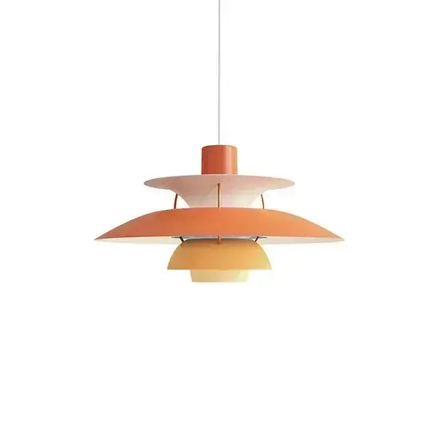 Modern colorful orange and yellow tiered led pendant light with layered design for kitchen and living room use
