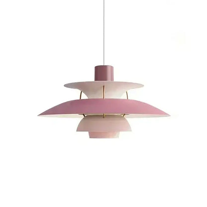 Pastel pink modern colorful layered led pendant light designed for kitchen and living room illumination