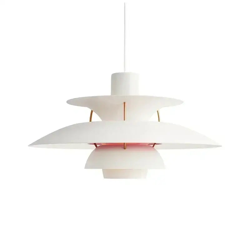 Modern colorful white layered led pendant light with rose gold accents for kitchen and living room lighting