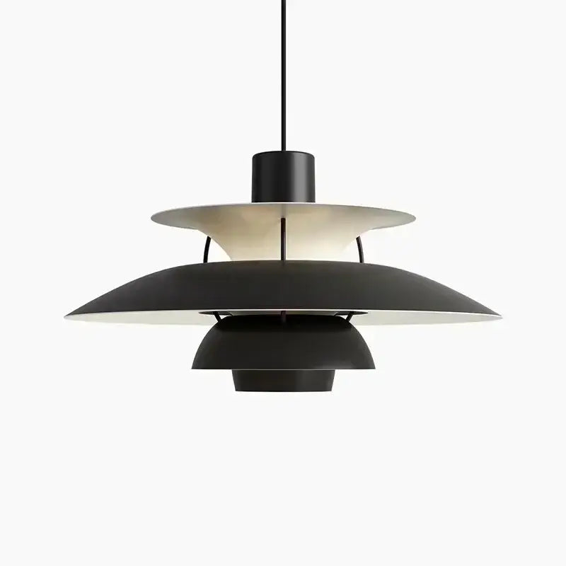 Black matte layered led pendant light with sleek modern design for kitchen and living room lighting