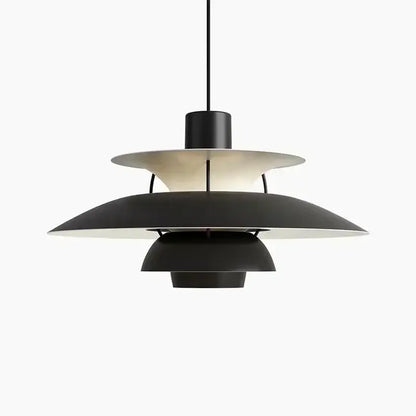 Black matte layered led pendant light with sleek modern design for kitchen and living room lighting