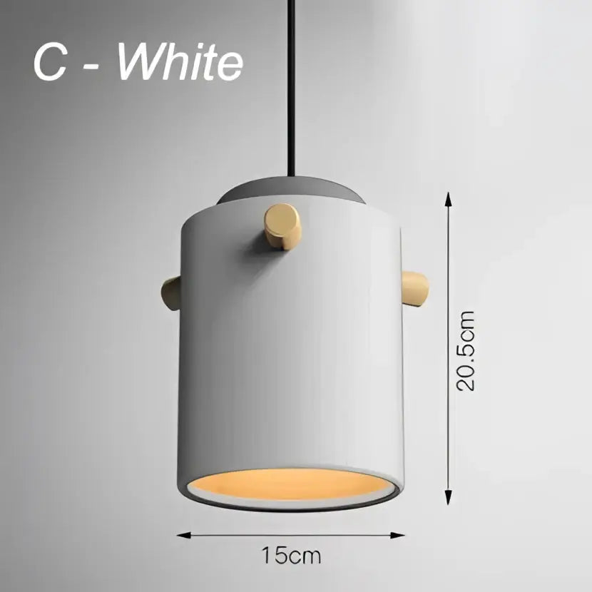 Modern colorful led pendant lights featuring a white cylindrical pendant light with wooden accents and warm glow for dining room decorbites colorful led