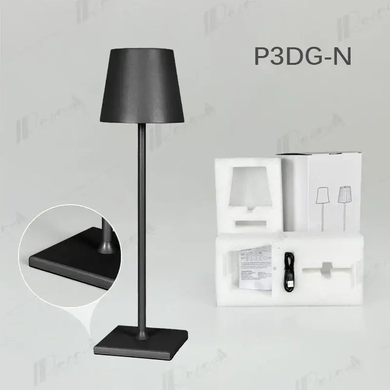 Black matte table lamp with sleek minimalist design and square base for dining room by decorbites crystal led rechargeable