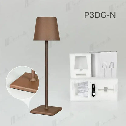 Bronze-finished table lamp with tapered fabric shade and square base modern colorful crystal led rechargeable decorbites table lamp