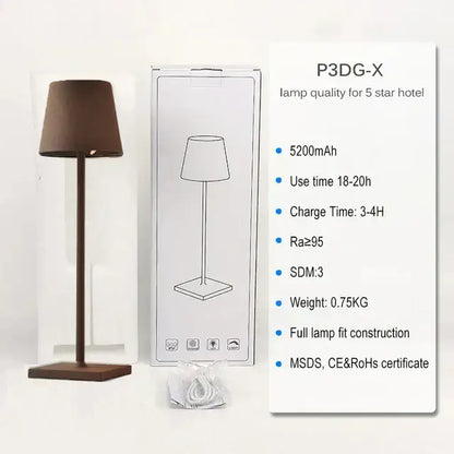 Brown matte table lamp with sleek minimalist design and rectangular base for dining room decor bites crystal led rechargeable