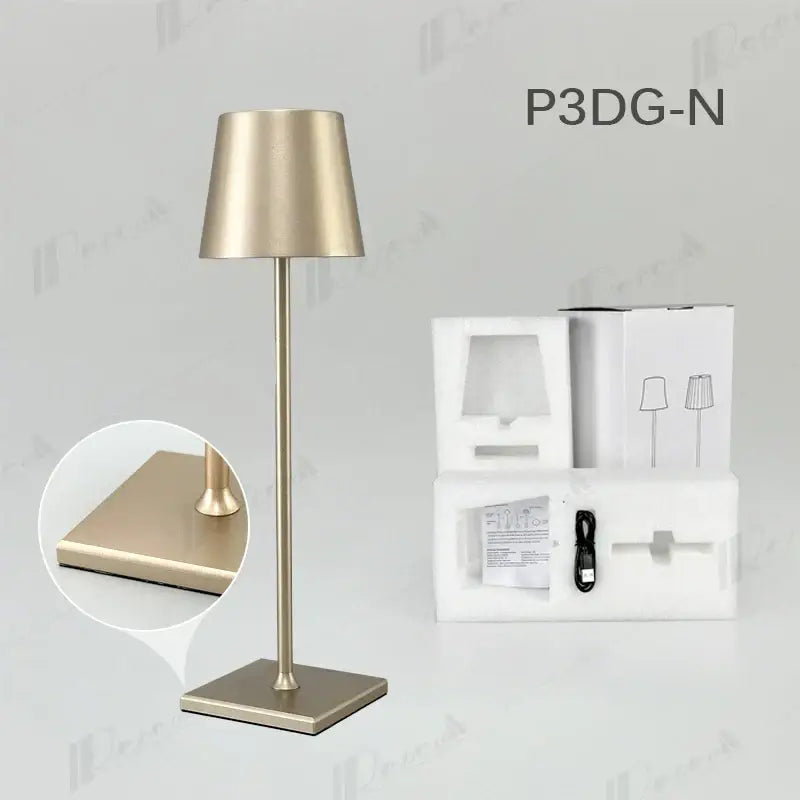 Gold-finished modern colorful rechargeable table lamp with sleek square base for dining room decorbites crystal led