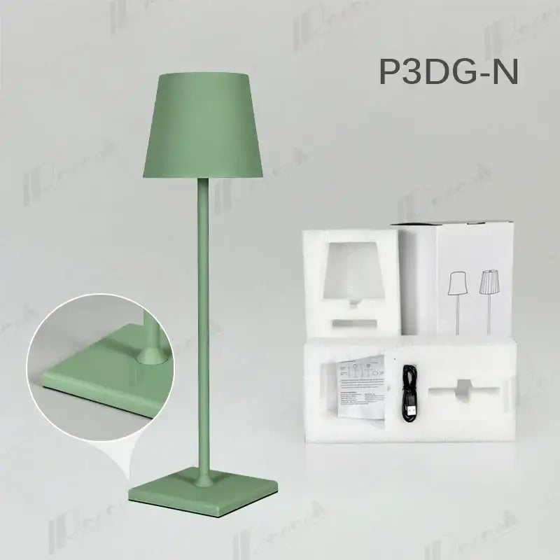 A sleek matte sage green modern colorful rechargeable table lamp with crystal led for dining room decorbites crystal led rechargeable