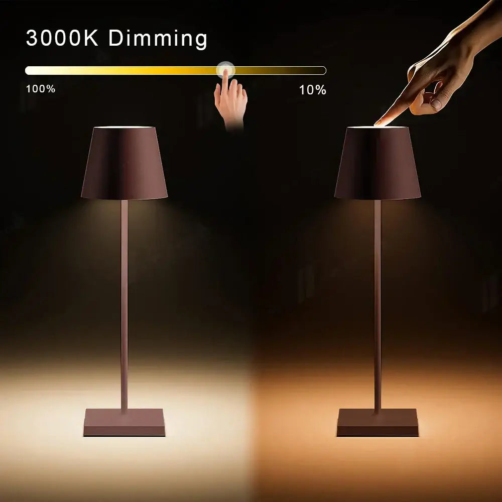 A sleek matte brown modern colorful rechargeable table lamp ideal for dining room decorbites crystal led design
