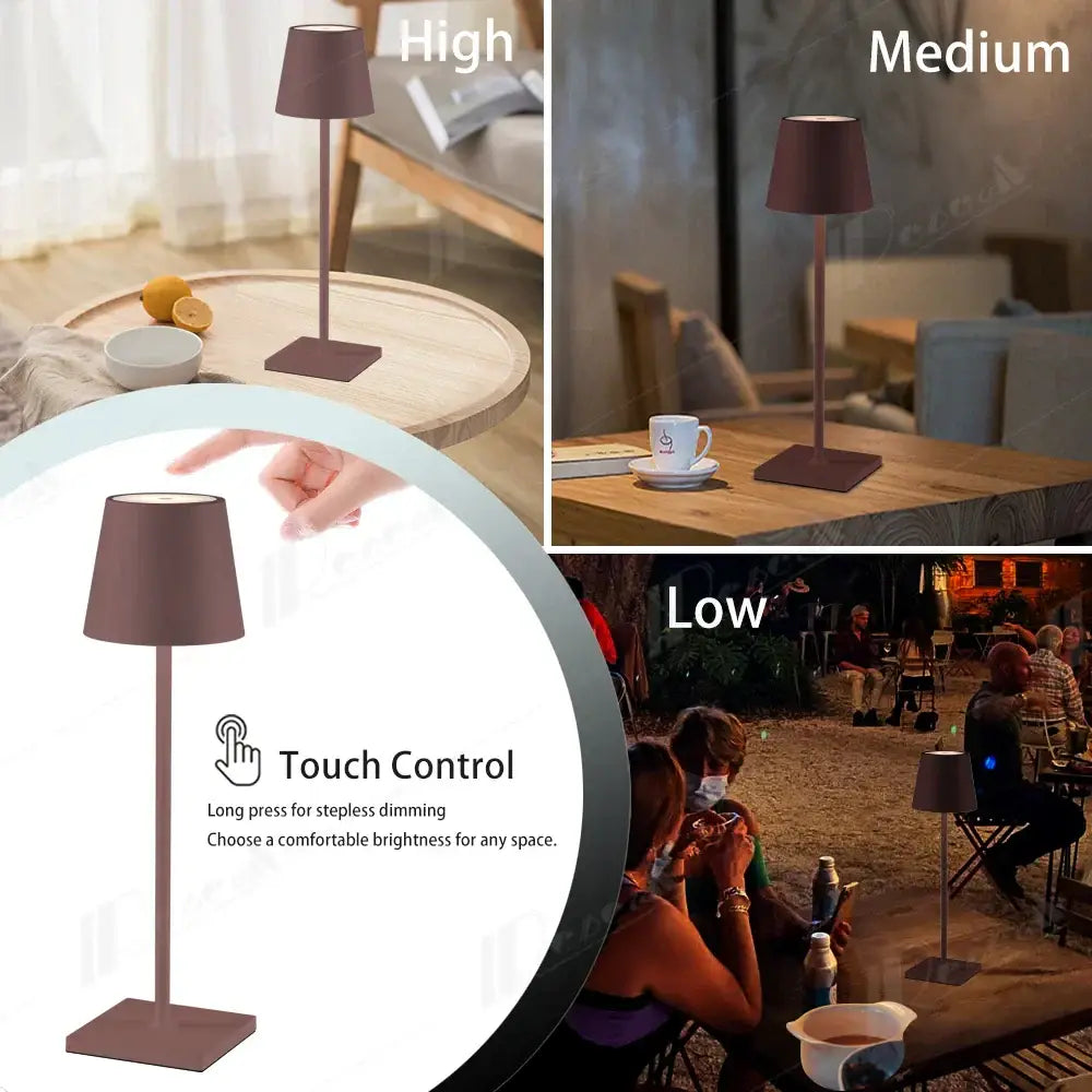 A sleek modern matte brown table lamp with minimalist design for dining room decorbites crystal led rechargeable