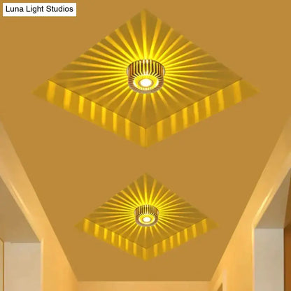 Golden square decorbites modern ceiling light with sunburst metallic finish ideal for indoor recessed ceiling lighting