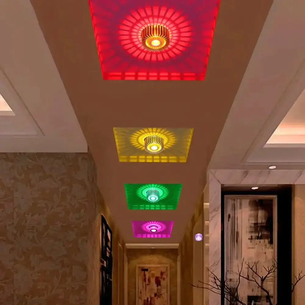 DecorBites modern recessed ceiling lights with colorful red yellow green and purple sunburst design indoor LED fixture