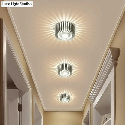 Three decorbites™ modern recessed ceiling lights with metallic finish and radial patterns for indoor use