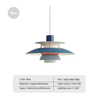 Blue layered pendant light with copper and aluminum construction decorbites colorful umbrella pendant for dining room decor